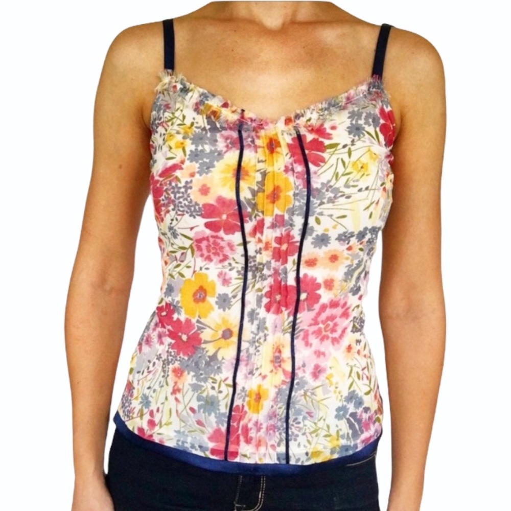 Delia*s vintage floral satin trim spaghetti strap tank size XS